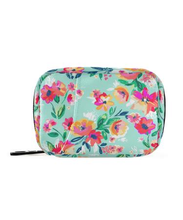 Naanle Watercolor Spring Flowers Pill Box 7 Day Pill Case Bag Travel Pill Organizer Bag with Zipper Portable Weekly Case Compact Size for Supplement Vitamin Holder