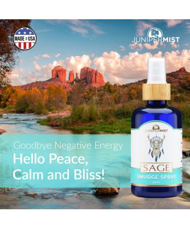 JUNIPERMIST White Sage Spray - Cleansing Negative Energy with Pure Essential Oils and Crystals (4 Fl Oz) - Buy Online on GoSupps.com