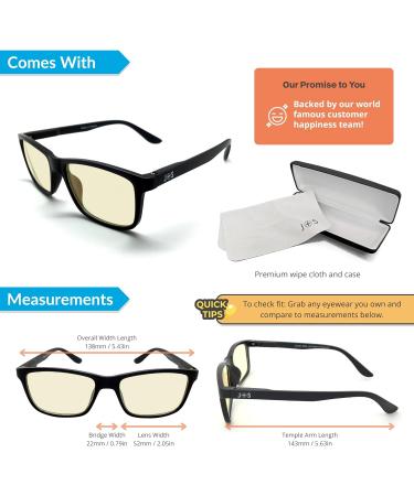 J+S Blue Light Blocking Glasses | Anti Eyestrain Headache Relief & UV Protection | Classic Rectangular Frame for Men & Women - Haka Black - Buy Online on GoSupps.com