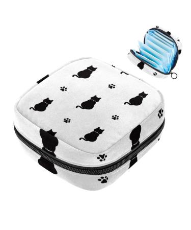 Women's binding-up bags cats animal footprint pattern ladies tampon tampon storage bag zip pockets menstrual tapes bag multi02