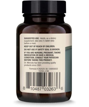 Dr. Mercola Organic Chaga Mushroom Dietary Supplement - 30 Tablets | Non GMO, Gluten Free, Soy Free | USDA Organic Certified - Buy Online on GoSupps.com