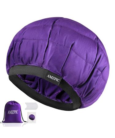 Cordless Deep Conditioning Heat Cap - Safe, Microwavable Heat Cap for Steaming, Heat Therapy for Hair, Flaxseed Seed Interior for Maximum Heat Retention (Second Generation) Purple