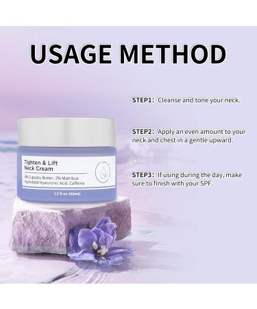 Tighten and Lift Neck Cream Firming and Tightening Neck Cream with Caffeine 4% Cupuacu Butter Hyaluronic Acid 50ml Neck Firming Cream for Tighten & Lift - Buy Online on GoSupps.com