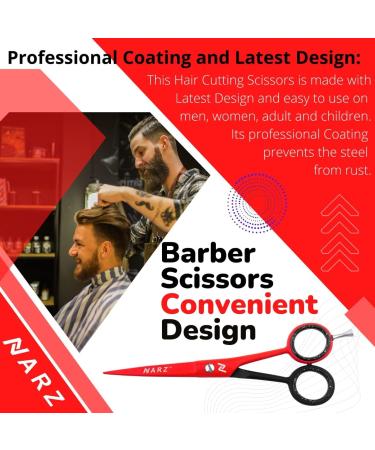 NARZ Professional Hairdressing Scissors 6 - Stainless Steel Hair Cutting Scissors for Barbers & Hairdressers | Men & Women | Red & Black Color - Buy Online on GoSupps.com