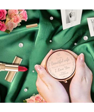 z-crange to My Beautiful Wife Never Forget That I Love You Rose Gold Compact Mirror for Wife Unique Mother's Day Birthday Wedding Keepsake Gift for Wife from Husband - Buy Online on GoSupps.com