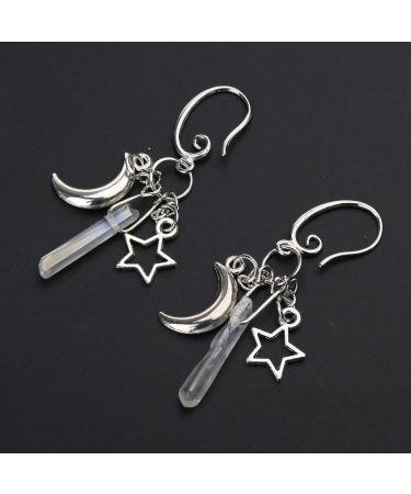 Feyley Earrings | Handmade Raw Crystal Moon & Star Dangle Witch Jewelry | Heavenly Healing Quartz | Unique Women s Gift - Buy Online on GoSupps.com