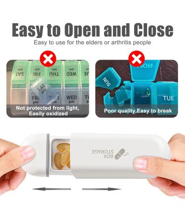 Pull Out Pill Box - 3 Compartment Travel Organizer | Moisture Proof Pill Case for Daily Supplements - Buy Online on GoSupps.com