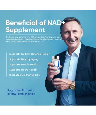 NAD+ 1000MG Resveratrol Boosting Supplement | Riboside for Cellular Energy & Repair | 120 Count - Buy Online on GoSupps.com