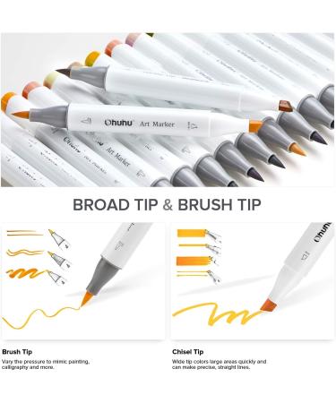 Ohuhu Skin Tone Alcohol Markers Brush Tip - 24 Portrait Skin Colors + Blender - Honolulu - Buy Online on GoSupps.com