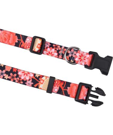 Mihqy Adjustable Dog Collar - Soft & Comfortable Bohemian Design for All Sizes | Red Flower A (L Neck 38-63 cm) - Buy Online on GoSupps.com