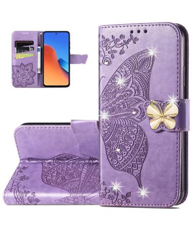 Monwutong Hzd protective cover for Xiaomi Redmi 12 3D butterfly pattern PU leather folding stand with magnetic cap and card compartments holster for Redmi 12 light violet light violet