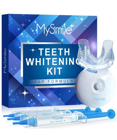 MySmile Teeth Whitening Kit with Whitening Light, Non-Sensitive Teeth Whitener Kit with 3 Teeth Whitening Gel Syringes,10 Min Fast-Result Home Tooth Whitening Dental Care Help Remove Teeth Stain