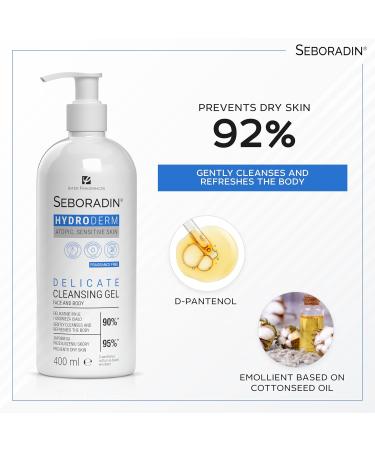 Seboradin Hydroderm Shower Gel For Women And Men For Sensitive Dry Atopic Skin Wash Gel For Face And Body With D-Panthenol Emollient Cottonseed Oil 400ml - Buy Online on GoSupps.com