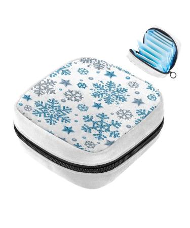 GIAPB Sanitary Napkin Storage Bag Period Bag Tampon Bag Makeup Bag Pad Pouch Blue Snowflakes Color2148