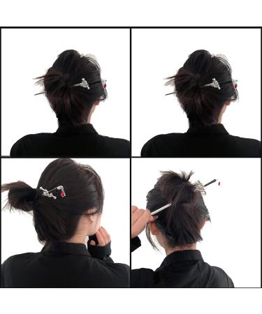 Chinese Style Sword Hair Sticks with Tassel Red Gem - Hair Accessories for Women and Girls - Buy Online on GoSupps.com