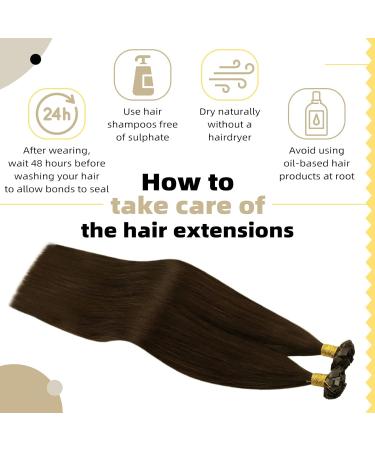 Ugeat Keratin Hair Extensions - 40cm Flat Tip Dark Brown 50g Real Human Hair 16 Inch Bonding Extensions - Buy Online on GoSupps.com