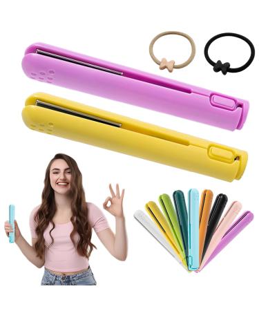 Mini Dual-purpose Curling Iron Upgrade 2-in-1 USB Hair Straightener Curling Iron Ceramic Mini Hair Curler Travel Curling Iron USB Rechargeable Curling Wand (2pcs-D)