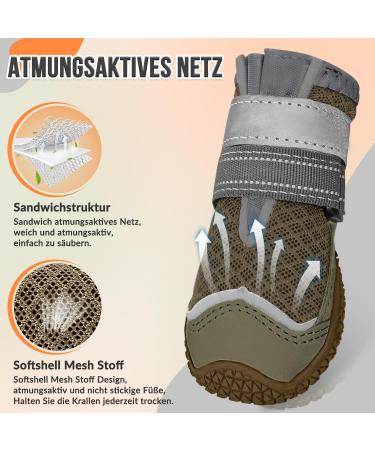Buy Eyin Dog Shoes - Breathable Paw Protection & Non-Slip Sole for All Dog Sizes | 4 Pack Reflective Velcro Outdoor Sports | Size 8 Brown - Buy Online on GoSupps.com