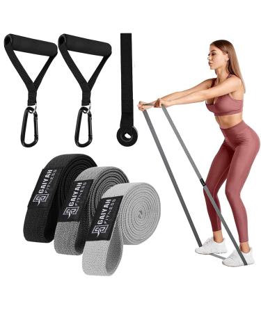 GAIYAH FITNESS Long Resistance Bands Fabric Resistance Bands Women Exercise Bands Resistance For Women Pull Up Bands Set Stretch Bands For Exercise Workout Bands Resistance Loop Bands With Handle Gray Dark-Gray Black