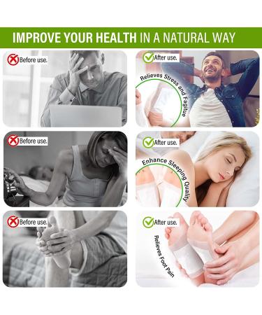 D tox Foot Pads 20 PCS - Natural Bamboo Vinegar & Ginger Adhesive Sheets for Foot & Body Care | Anti-Stress Relief, Pain & Odor Removal | Improve Sleep Quality | Everyday Use - Buy Online on GoSupps.com