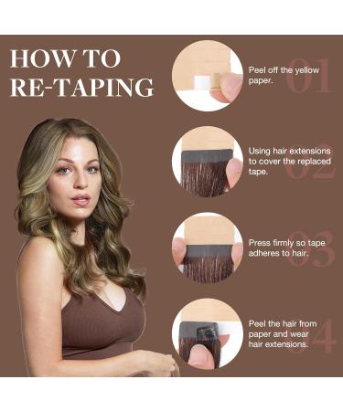 Goo Goo Tape In Extensions - Real Hair 20PCs 50cm Walnut Brown to Ash Brown & Bleach Blond | Invisible Tape Extensions - Buy Online on GoSupps.com