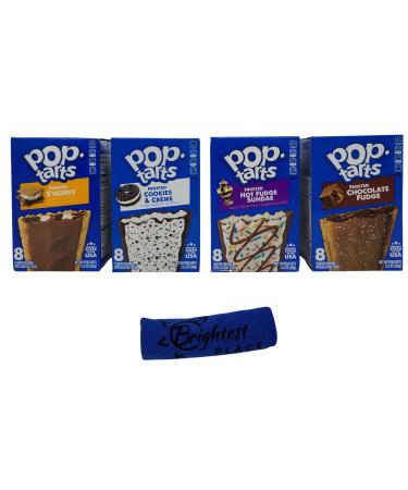 Pop-Tarts Variety Pack - Frosted Chocolate Flavors - S'mores, Cookies & Cream, Chocolate Fudge, Hot Fudge Sundae - 8 Count (Pack of 4) with Bonus Cleaning Cloth - Buy Online on GoSupps.com