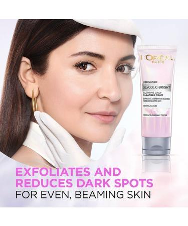 L'Oreal Paris Glycolic Bright Daily Foaming Face Cleanser 100ml | Best Glycolic Acid Face Wash for Dull Skin | Glowing Daily Facial Cleanser - Buy Online on GoSupps.com