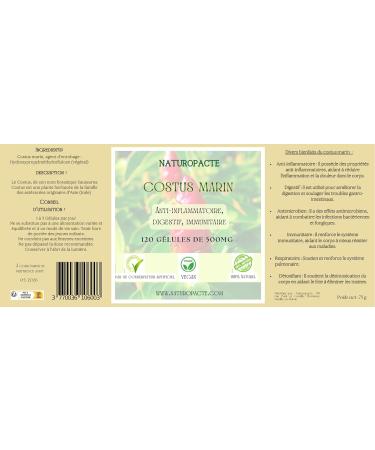 Costus Marin - 120 Vegetable Capsules - Remedy with multiple virtues particularly sought after for its medicinal properties. - Buy Online on GoSupps.com