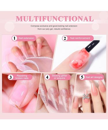 SAVILAND 3.53oz Pink Poly Gel Nail Kit for Salon and DIY Manicures - Buy Online on GoSupps.com