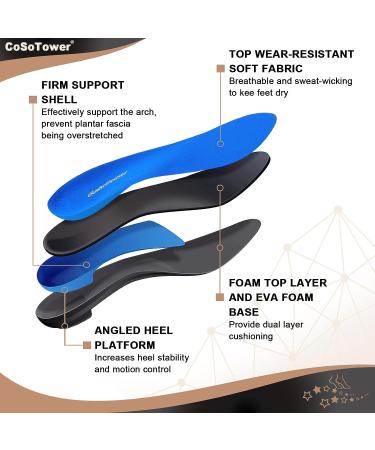 CoSoTower Orthotic Inserts Arch Support Insoles for Flat Feet & Pronation Relief | Men's 11-12 | Women's 14-15 - Buy Online on GoSupps.com