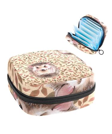 1 pack of women's tapes storage bag portable menstrual pad tampon zippering bag female menstruation first period bag for teenagers girls women beautiful hedgehogs and leaves multicolored 3