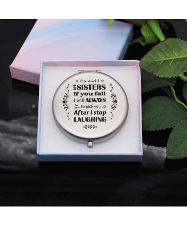 Muminglong Frosted Compact Makeup Mirror - Sister's Birthday & Christmas Gift Ideas - Sister-Sister Laughing (Silver) - Buy Online on GoSupps.com