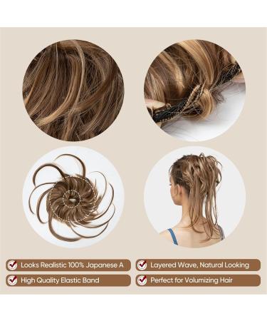 Hair Chignon Donut Bun Messy Bun Ponytail Extensions with Elastic Bungee Curl Hair Bands Ponytail Extension Wigs for Women Messy Bun Hair Piece (Color : Light Brown) - Buy Online on GoSupps.com
