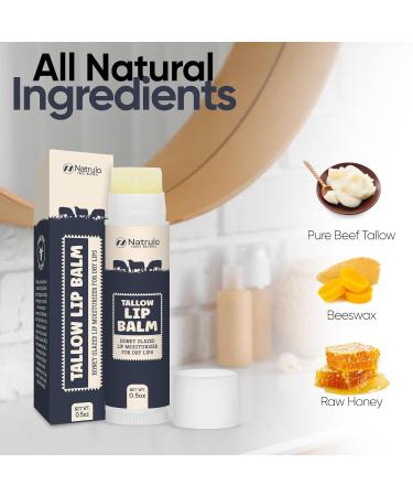 Beef Tallow Lip Balm All Natural Tallow & Beeswax Chapstick Hydrating Moisturizing Grass Fed Tallow Lip Care Soothes Chapped Dry Sensitive Lips Long Lasting & Vitamin Rich Made in USA - Buy Online on GoSupps.com
