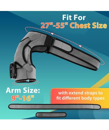DeMoce Cordless Heated Shoulder Wrap | Massager & Heating Pad with Vibration | Black & Gray Shoulder Brace - Buy Online on GoSupps.com