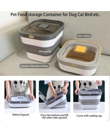 Kesoin Pet Food Storage Container - Airtight Foldable Bin with Scoop - 13L Capacity (Grey) - Buy Online on GoSupps.com