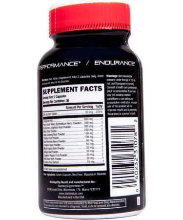 Stamina Fuel 235mg Maximum Strength for Men and Women - Horny Goat Weed, Maca Root, Ginseng, Saw Palmetto, and More - USA Made - 90 Count - Buy Online on GoSupps.com