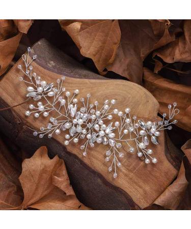 Unicra Bridal Wedding Hair Vine - Silver Crystal Headband & Flower Pearl Hair Accessories for Women & Girls - Buy Online on GoSupps.com