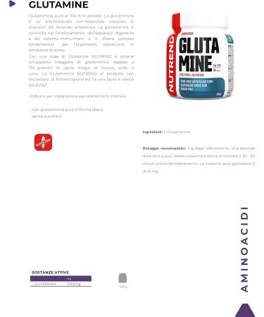 Nutrend Glutamine 100% PUR 300G - L-Glutamine Amino Acid for Muscle Growth & Recovery | Buy Internationally - Buy Online on GoSupps.com