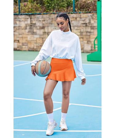 Ekouaer Women's Lightweight Athletic Golf Skort with Pockets - Orange, Small - Buy Online on GoSupps.com
