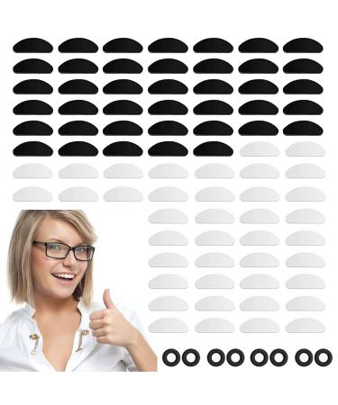 Silicone nose pads Glasses self -adhesive glasses pads nose pads for glasses anti -slip nose pads for glasses for gluing (20 pairs transparent+20 pairs black) glasses anti -slip ring 10 pair black