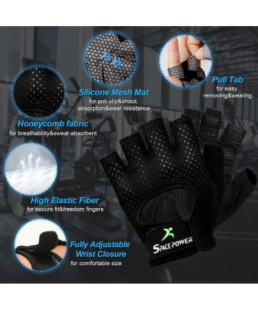 Spacepower Workout Gloves - Lightweight Breathable Gym Gloves for Men & Women - Small Black - Buy Online on GoSupps.com