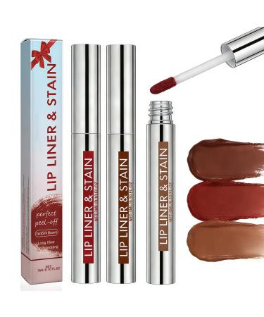 Crayon L vres Peel Off Set de 3 Couleurs Longue Tenue et Imperm able Encre L vres Effet Tatouage pour Contour des L vres Pr cis et Hydratant Kit Lip Stain (Cacao brun rouge tre caf nude)