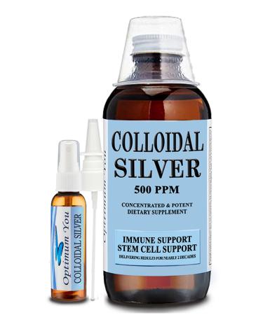 Colloidal Silver Liquid | 500 ppm Extra Strength (32 oz) with Spray Bottle | Immune Support Supplement | Stem Cell Support | Wound Care & Superior Healing 32 Ounce (Pack of 1)