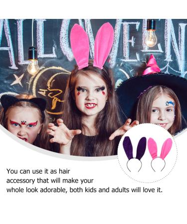 Uonlytech 2pcs Bunny Ears Headband - Purple/Pink Satin for Easter Cosplay & Parties - Buy Online on GoSupps.com