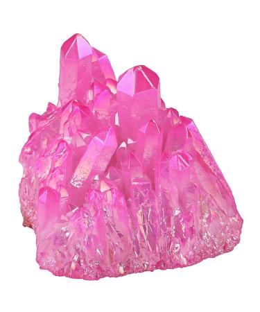Kyeygwo natural mountain crystal titanium coated crystal quartz cluster specimen gem figure decoration irregular natural piece healing Reiki stone decoration fuchsia 30 x 17x 15 mm - 70 x 45 x 60 mm fuchsia