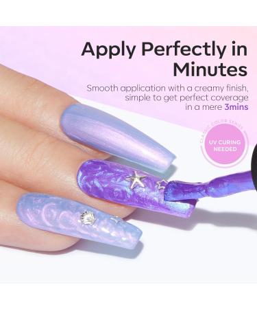 Modelones Gel Nail Polish 6 Colors Shimmer Pearl White Pink Purple Mermaid Nail Drawing Glitter Gel Polish Soak Off Led Summer Nail Gel Swirl Shell Thread Effect DIY Mani Gift with Dotting Pen Pearl Purple - Buy Online on GoSupps.com