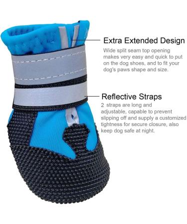 Leeko Dog Boots Anti-Slip Dog Shoes with Reflective Strip Waterproof Breathable Soft-Soled Fabric Suitable for Medium and Large Dogs 4 PCS (S Blue) S Blue - Buy Online on GoSupps.com