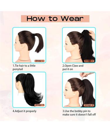 45cm Claw Clip Ponytail Extension Straight Fake Jaw ponytail Hairpieces Faux Hair Pieces Curly High pony tails hair extensions clip on ponytails for women Girls Kids Dark brown) 18 inch/45cm dark brown - Buy Online on GoSupps.com