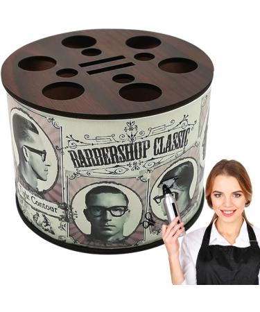 Barber Scissors Storage Holder - Wooden Material Round Barber Tools Storage Holder | Hairdressing Tools Desktop Organizer | Multiple Compartments Barber Scissors Holder for Salons Homes Parlors - Buy Online on GoSupps.com